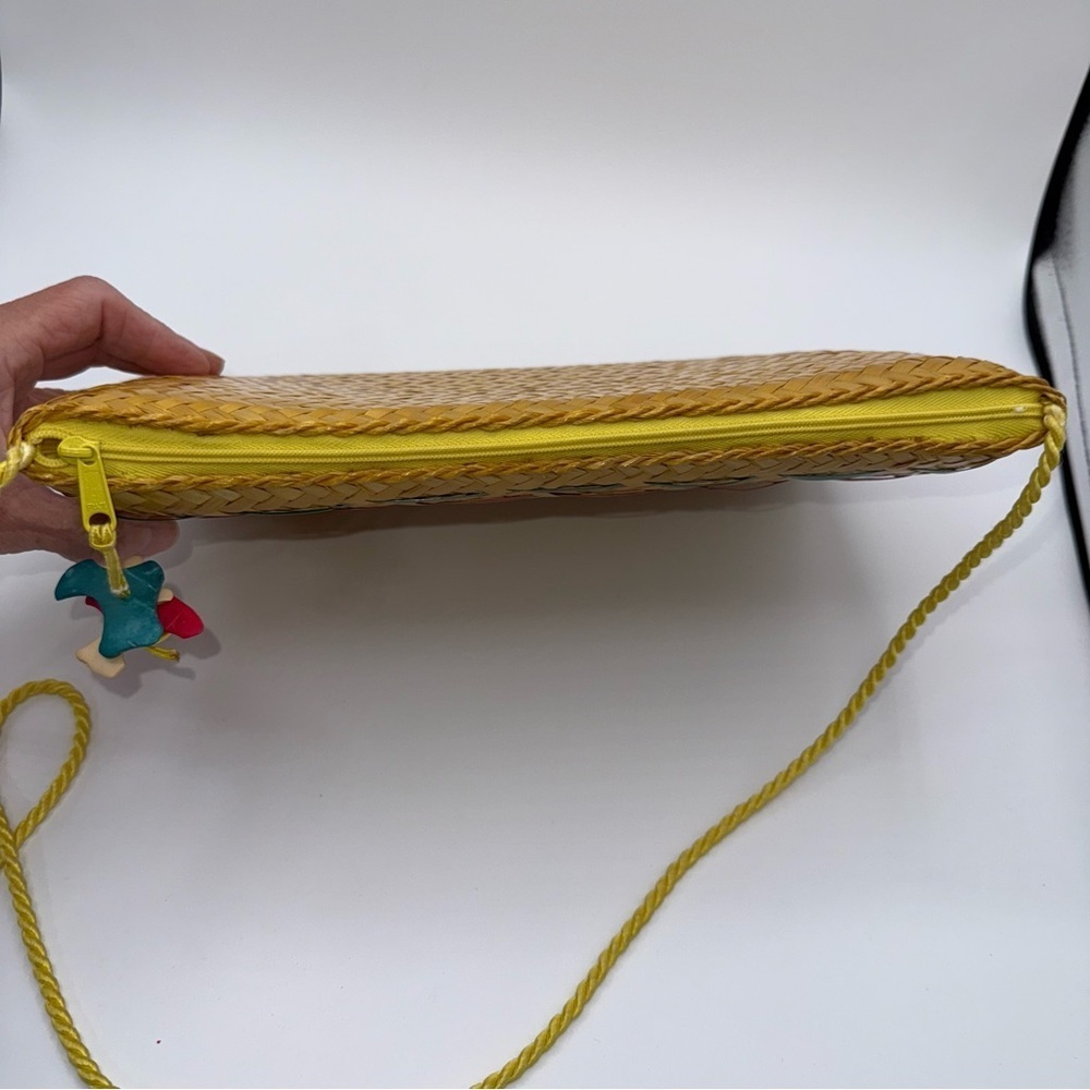 Yellow Woven Straw Shoulder Purse Crossbody Clutch Bag | No brand, Zip Top - Picture 9 of 11